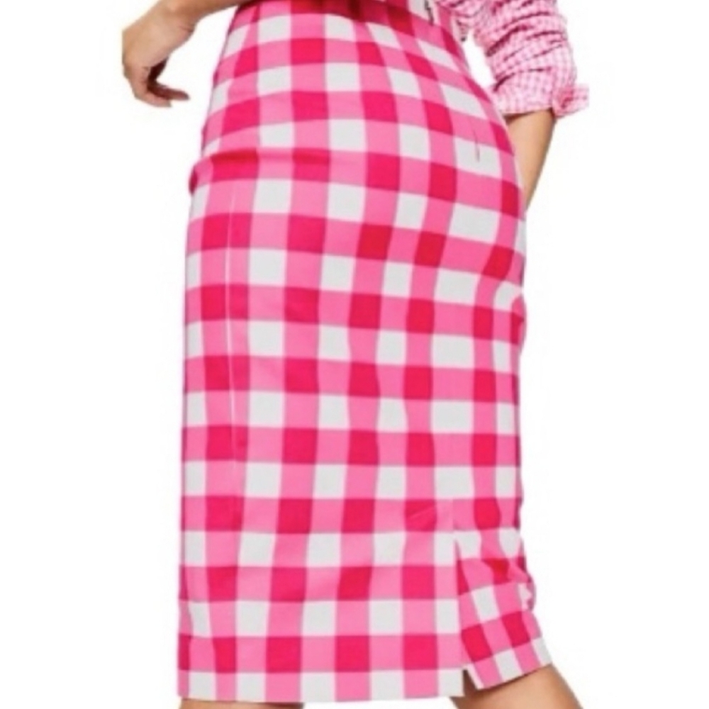 Boden Pink Gingham Richmond Pencil Skirt Cotton Size 6P NWT MSRP $250 - Picture 2 of 10